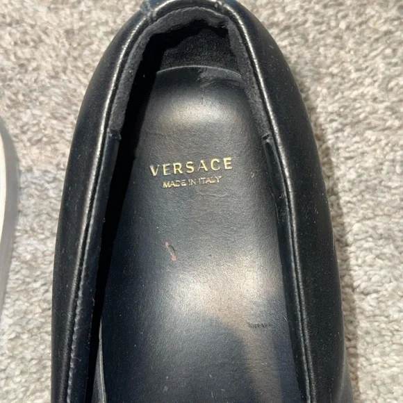 Versace Black Loafers with Gold Medusa Accent - Picture 3 of 4